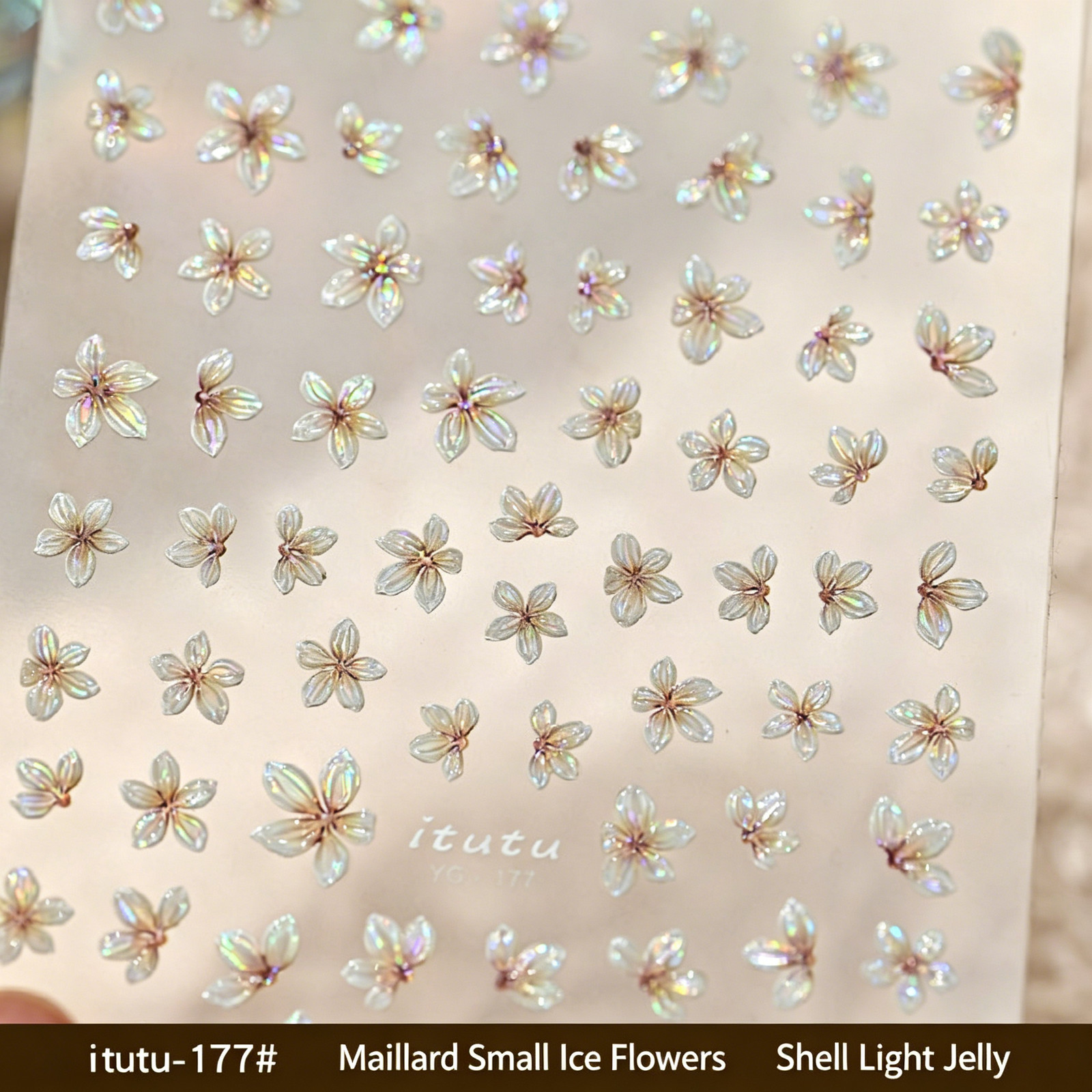 Popular Spring Pink Small Flower Nail Stickers New Fairy Embossed 3D Five-Petal