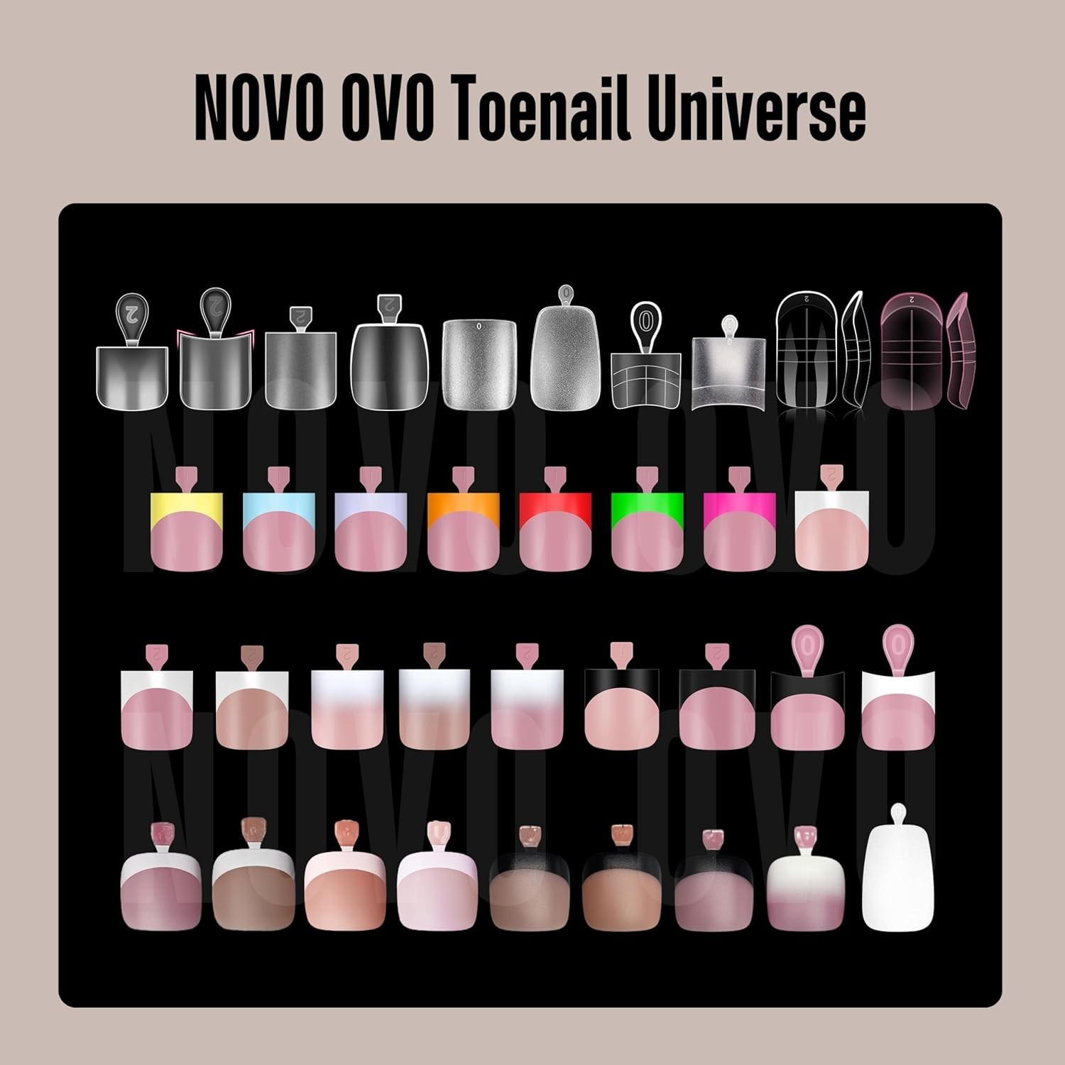NOVO OVO French Tip Medium, Sharp Square tip Toe Nail Tips BabyPink
