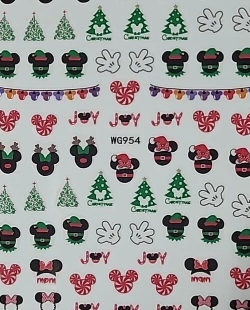 Disney,Fun,Mickey Mouse, Christmas Holiday, Nail Art Stickers
