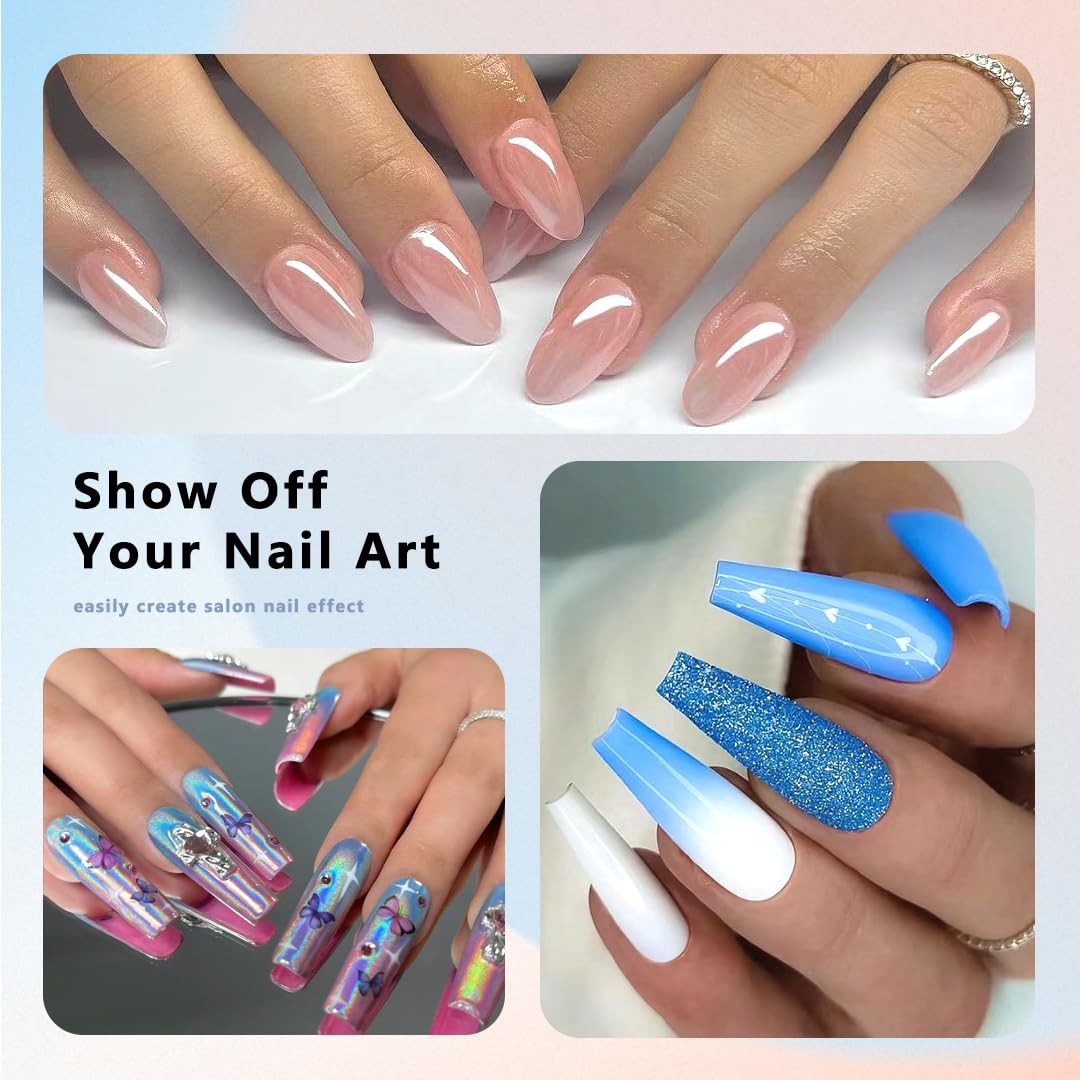 1000PCS Nail Tips Clear False Nails Full Cover for Acrylic Nails Kit 10 Sizes