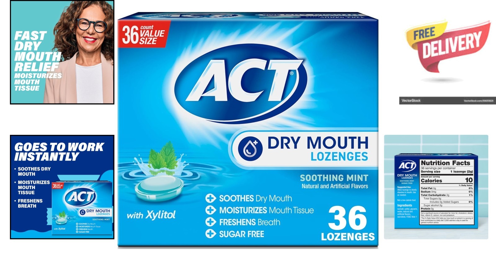 Xylitol-Enhanced Dry Mouth Soothing Gum, 36 ct – Freshens Breath Instantly