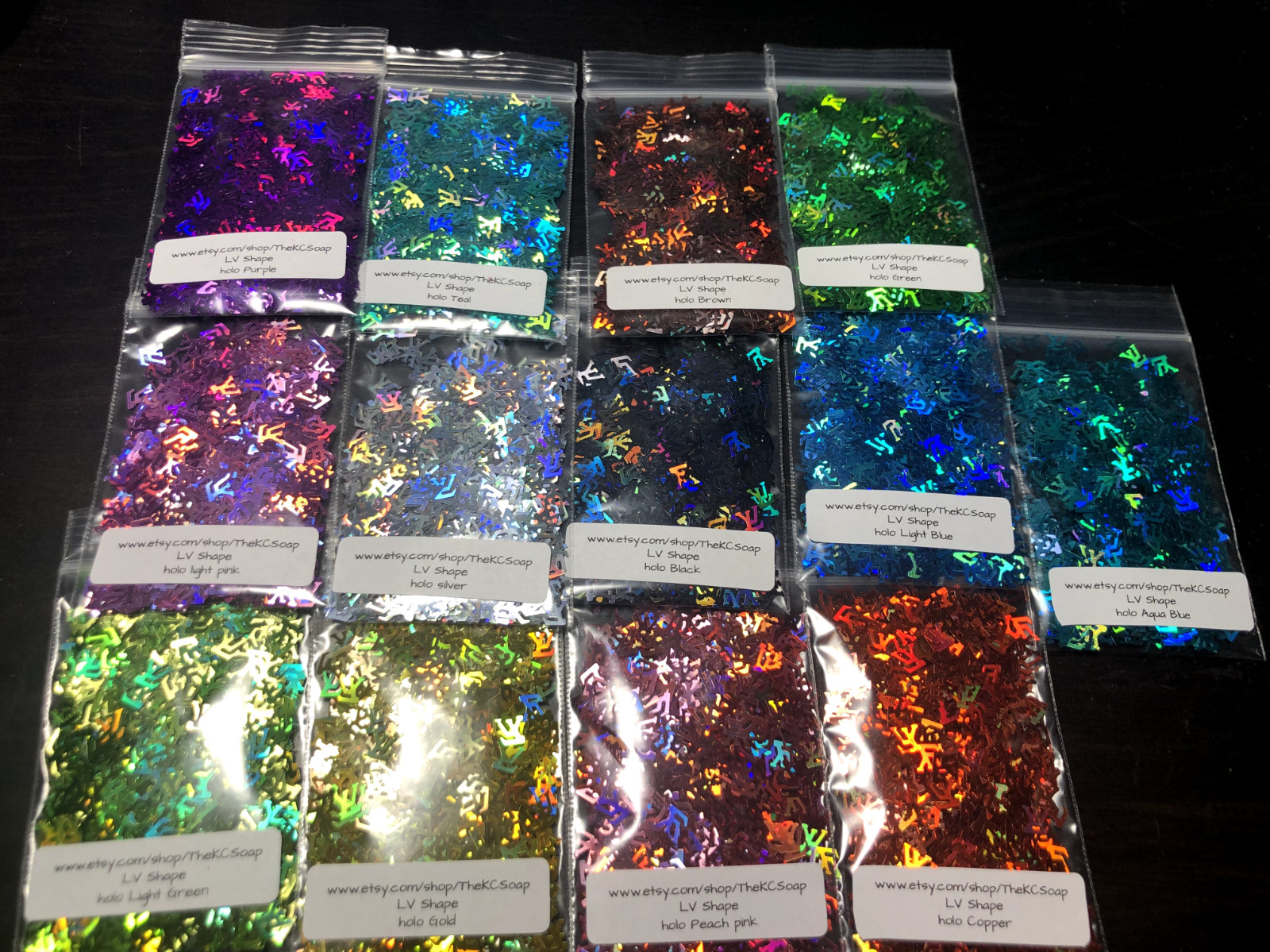 Holographic 13 COLOR Glitter Nail Art Slice letter alphabet confetti L US TSP