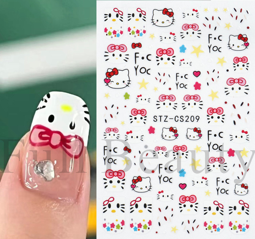 Nail Art Rose Flower Butterfly Hello Kitty Bow Decal Self Adhesive stickers NS50