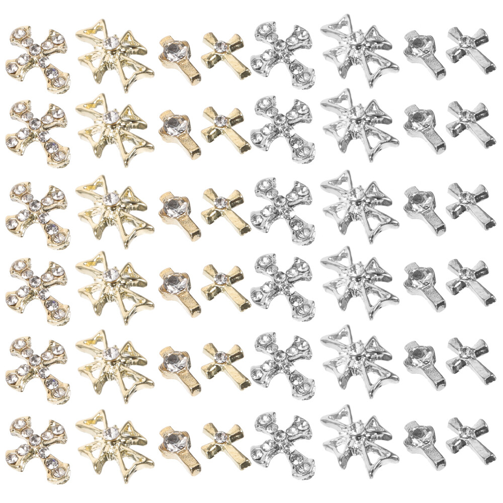 80Pcs Gothic Nail Charms Art Supplies for Acrylic Nails Halloween Cross Simple