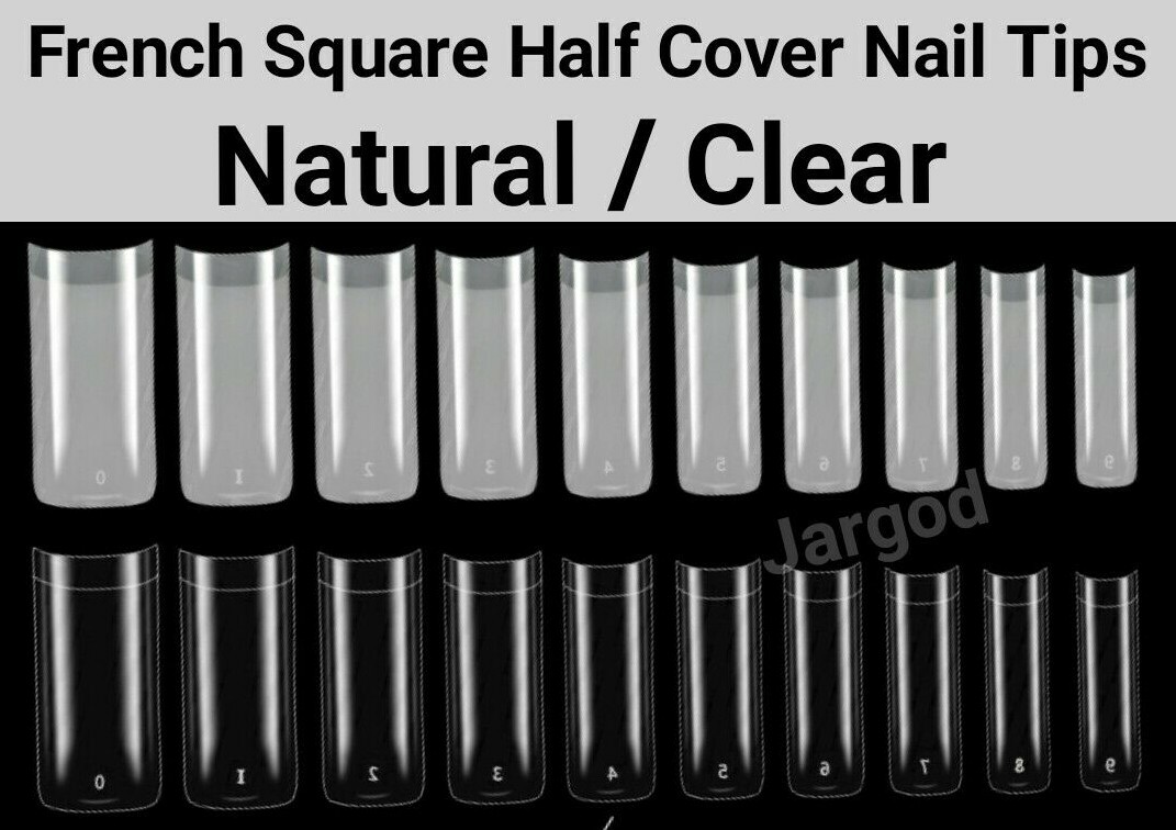Half Cover French Square Nail Tips False Artificial Nails Acrylic Nail Tips