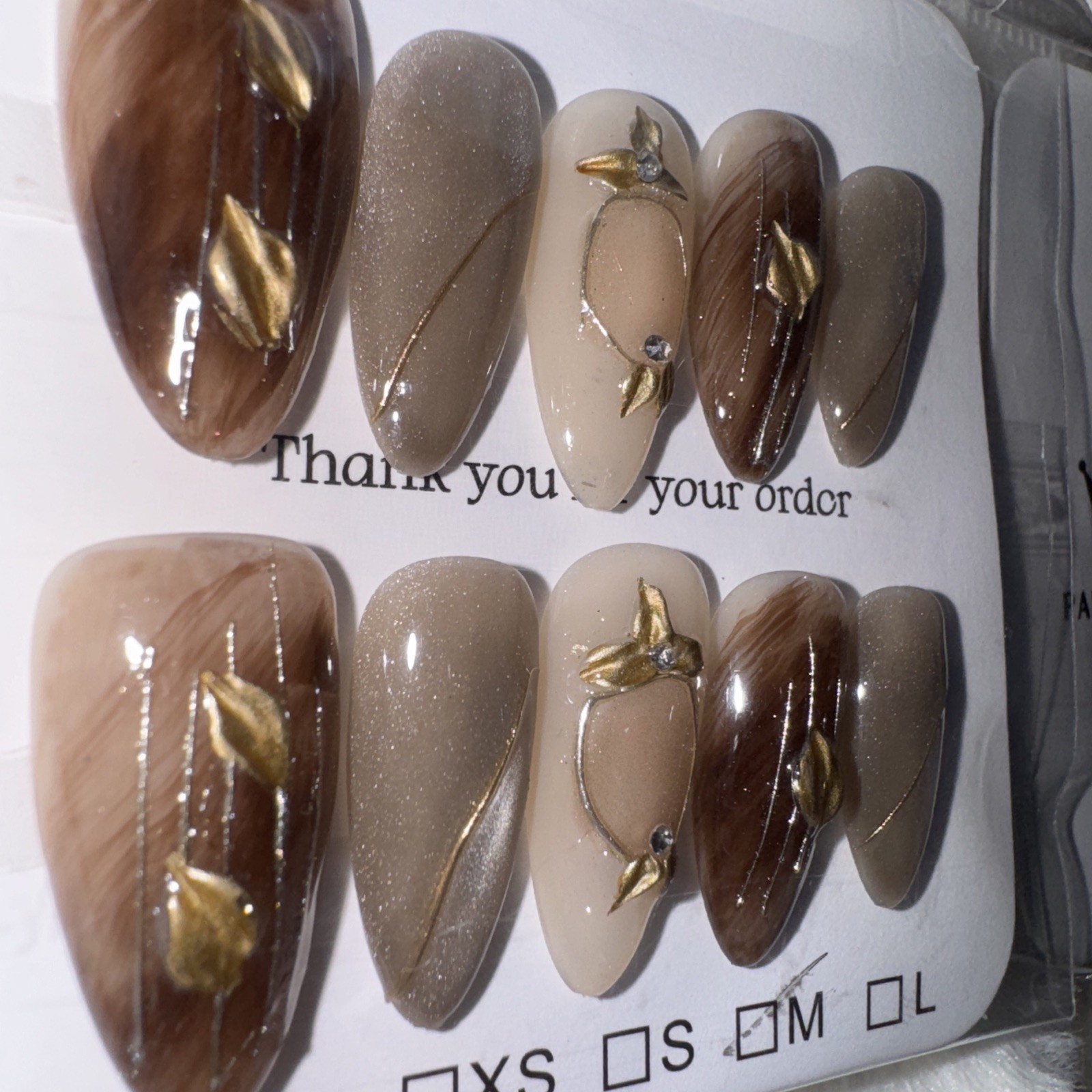 4 Packs Of 10pcs Almond Press On nails | 3D Unique Designs| Size M | Reusable 11