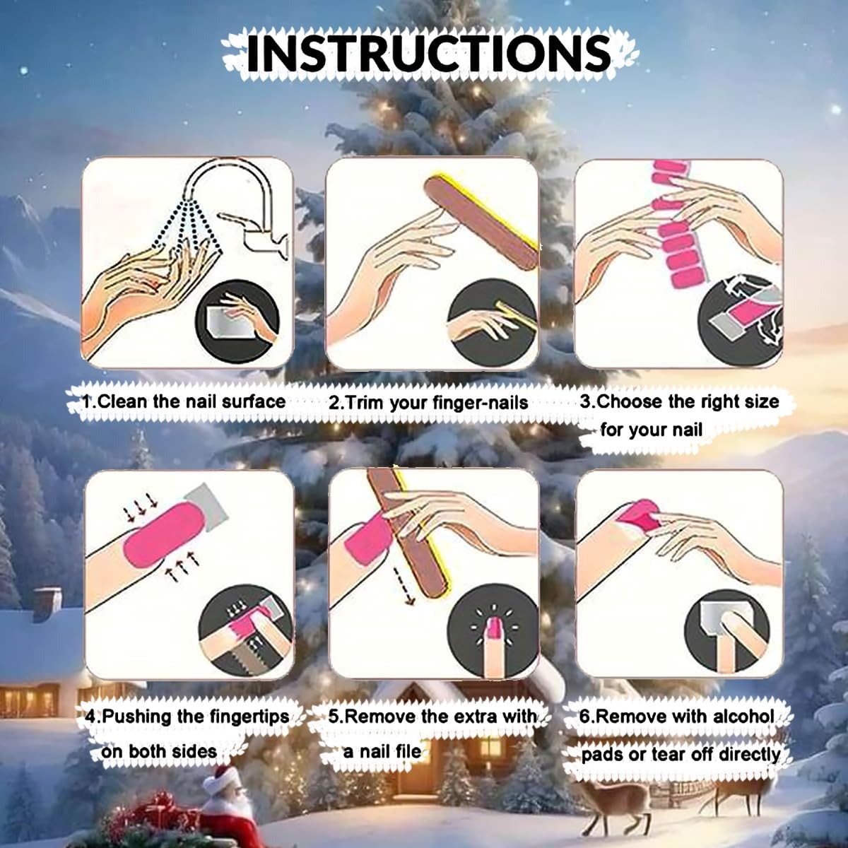 4 Sheets Christmas Nail Wraps Stickers 5D Charms White Snowflake Gel Nail Sticke