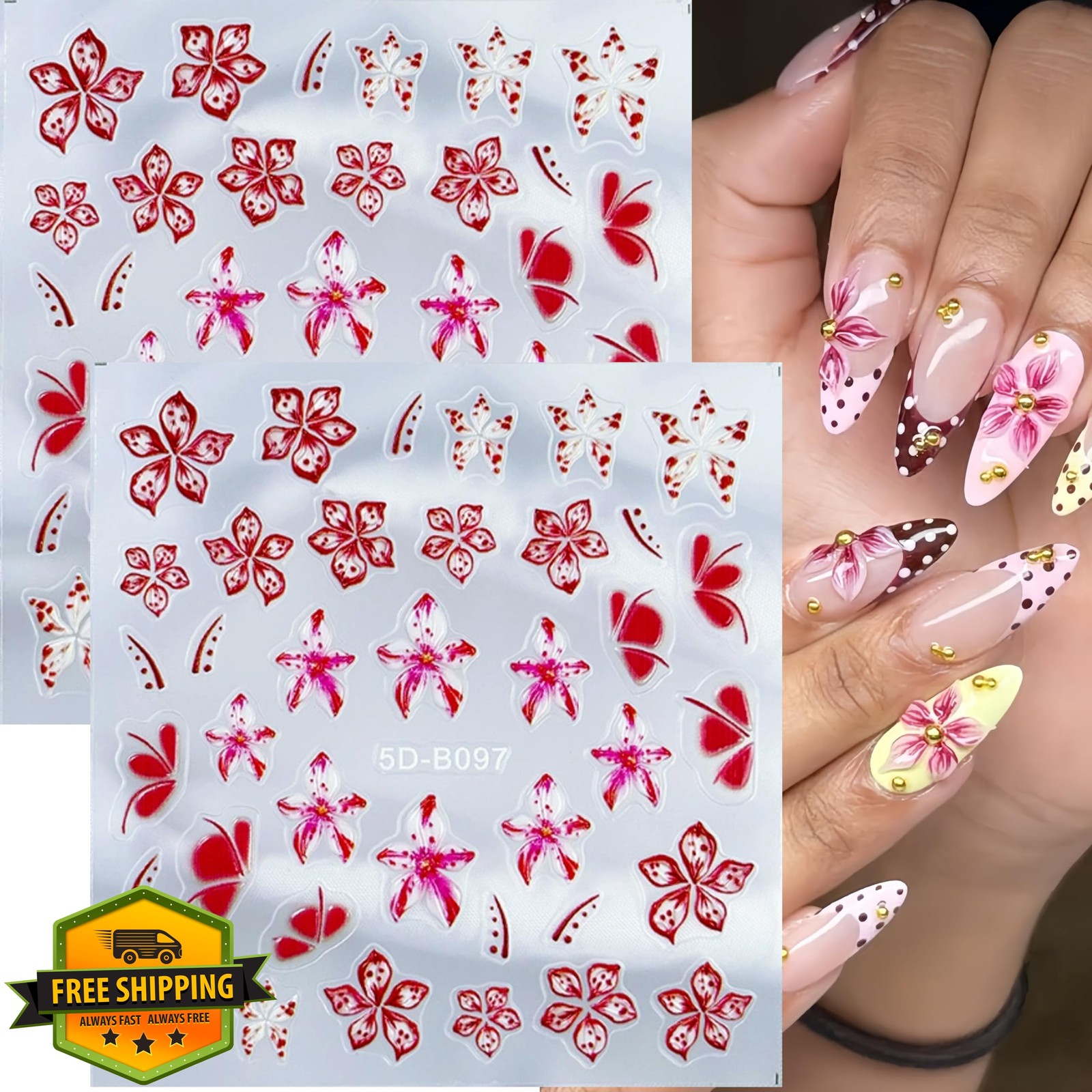 Aoustratum Spring Summer Flowers Nail Art Stickers Style03