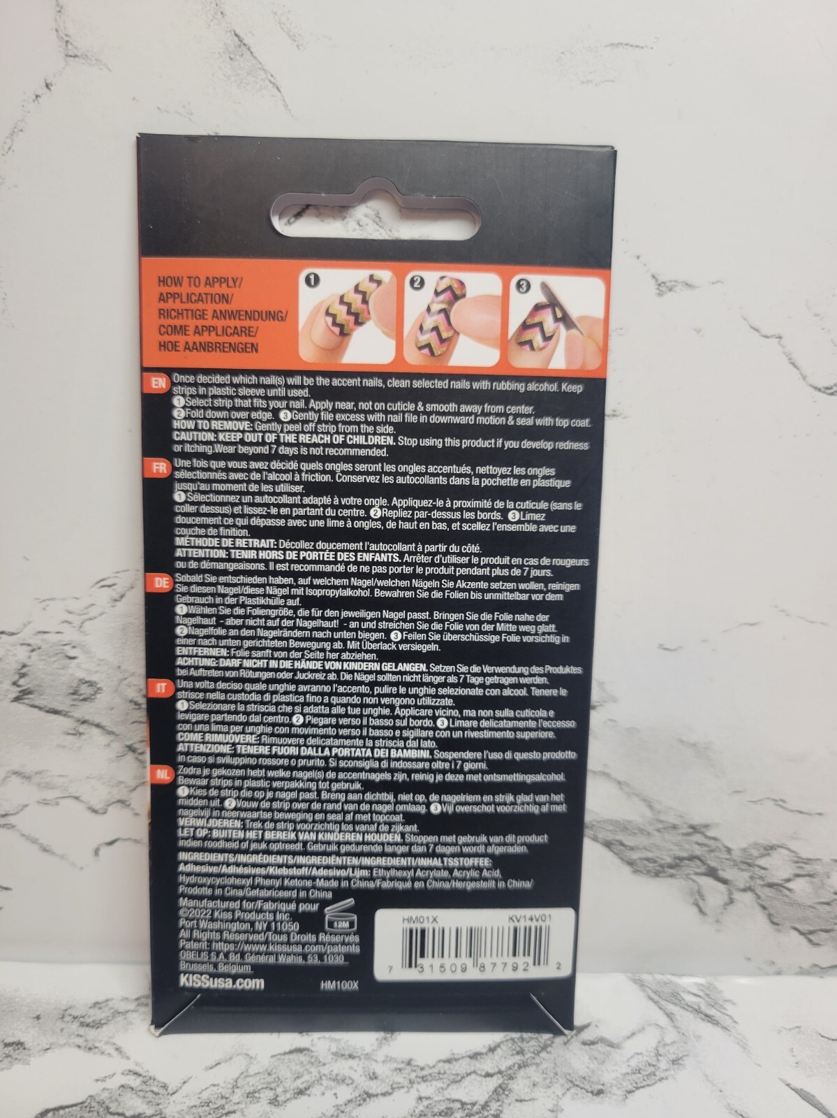KISS Mani Pop Halloween Edition 16 Ct Glow In Dark Nail Accents Strips 87792 2pk