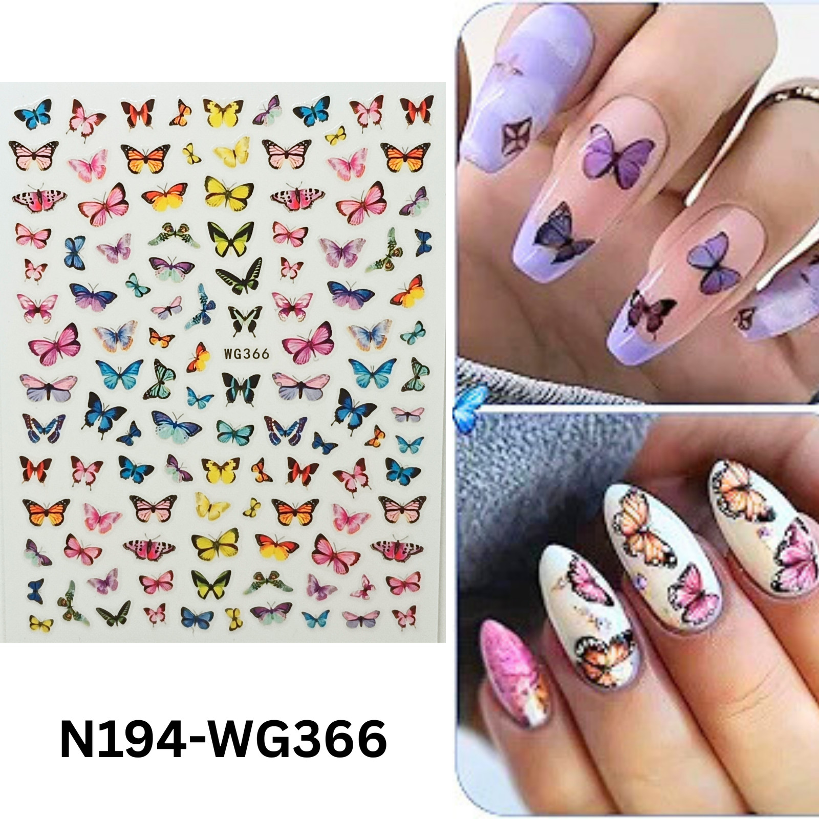 Colorful Butterfly Nail Stickers 3D Butterfly Nail Decals Spring Summer Nail Art