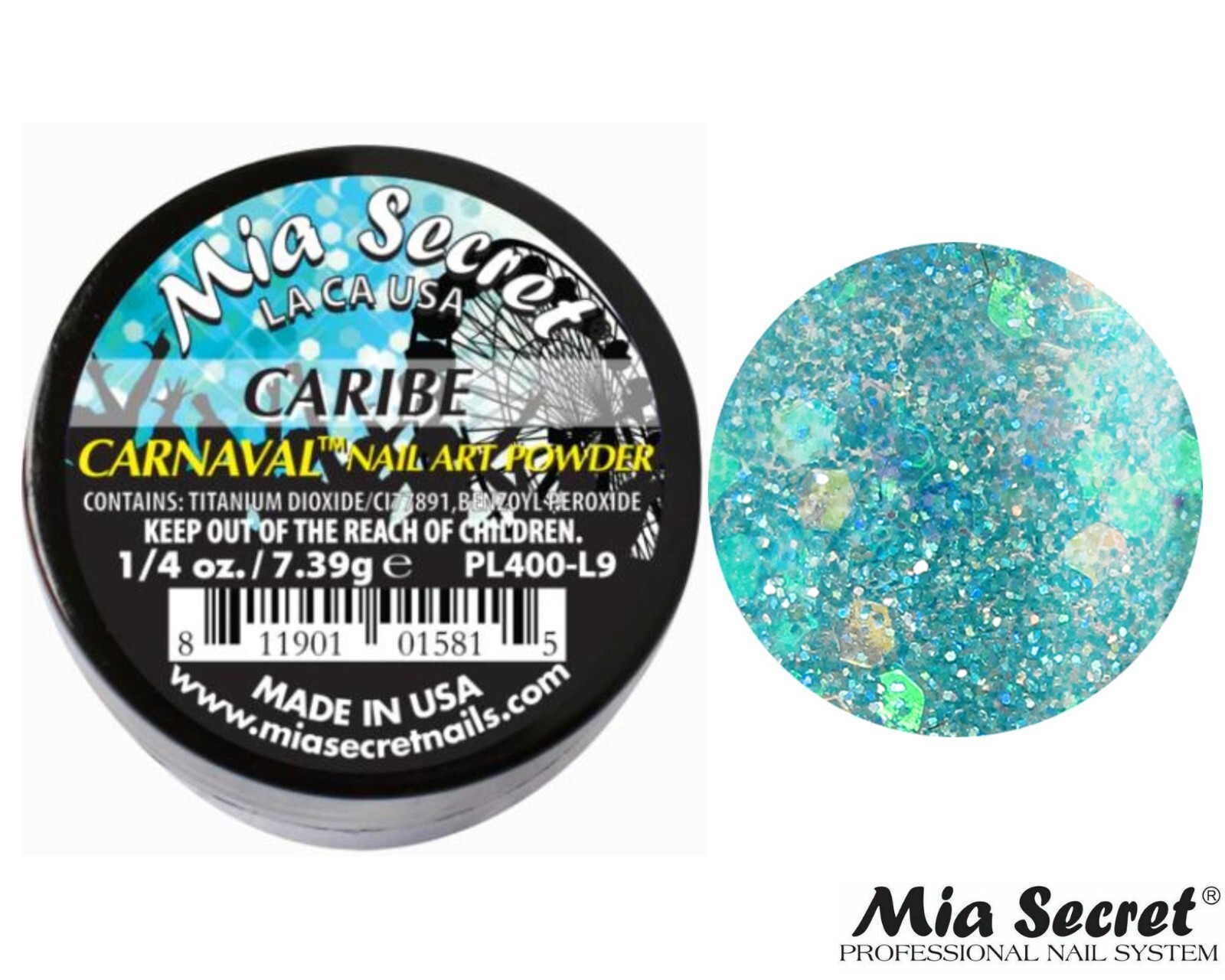 Mia Secret Nail Art Powder Carnaval Collection (CARIBE) 1/4oz