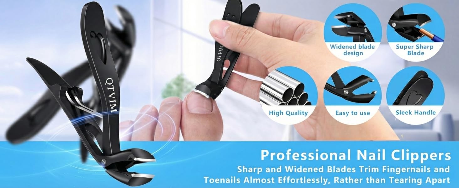 Toenail Clippers for Thi Nails for Men Seniors|3 Pa Ergonomic Long