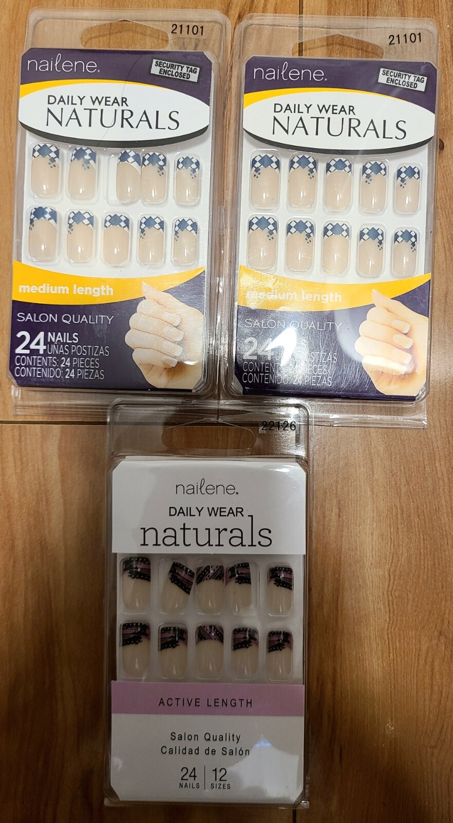 3x Stylish Print Nailene Daily Wear Naturals Active Length Salon Quality Nails😊