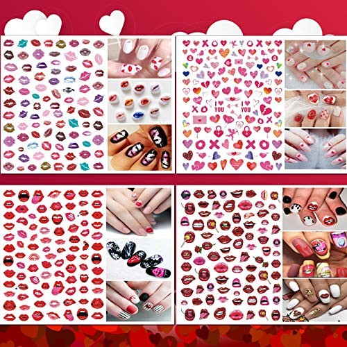12 Sheets Valentine’s Day Nail Decals Stickers, Self Valentines, 12 Sheets