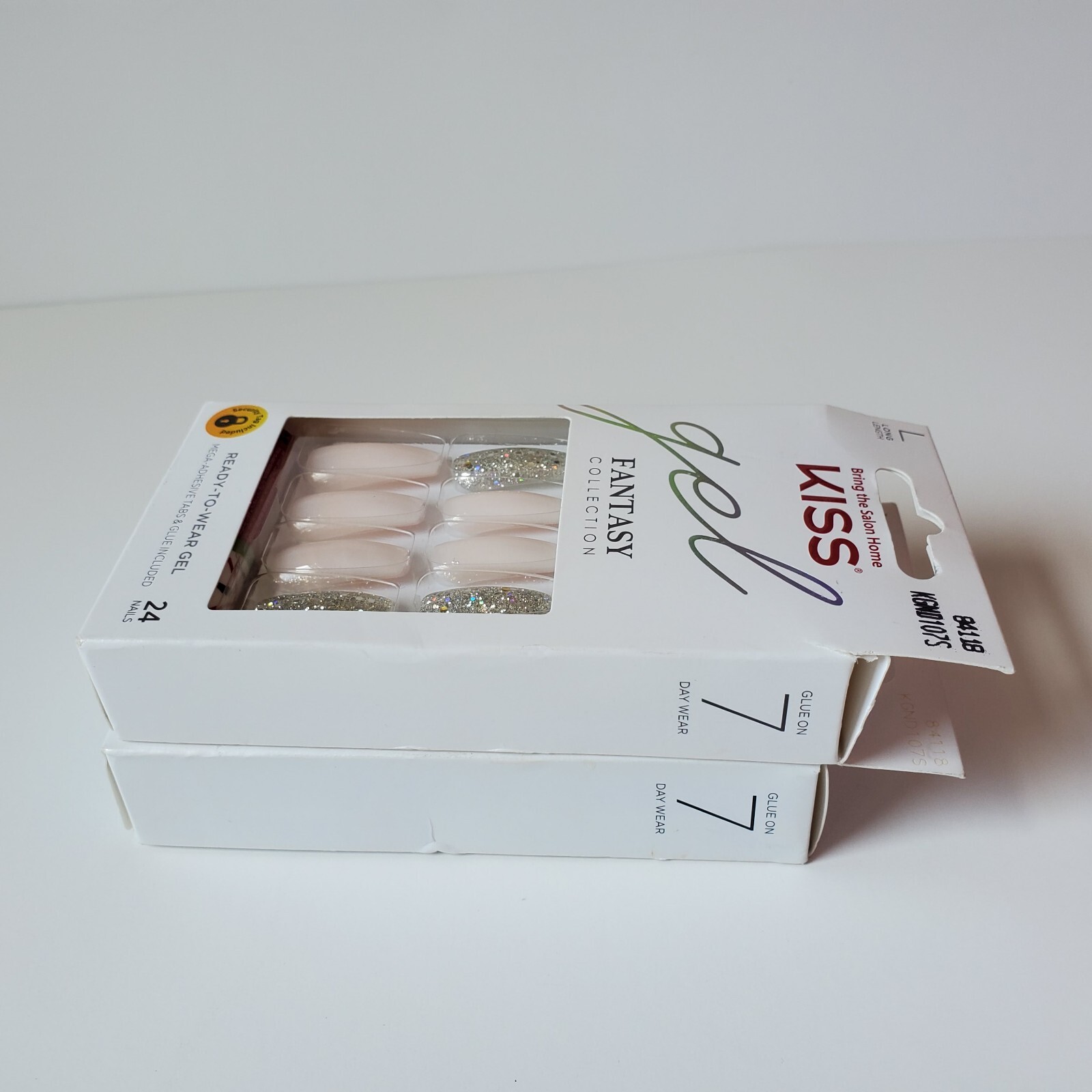KISS Nails Gel Fantasy Glue On or Press On Nails Long Length Coffin Shape 84118