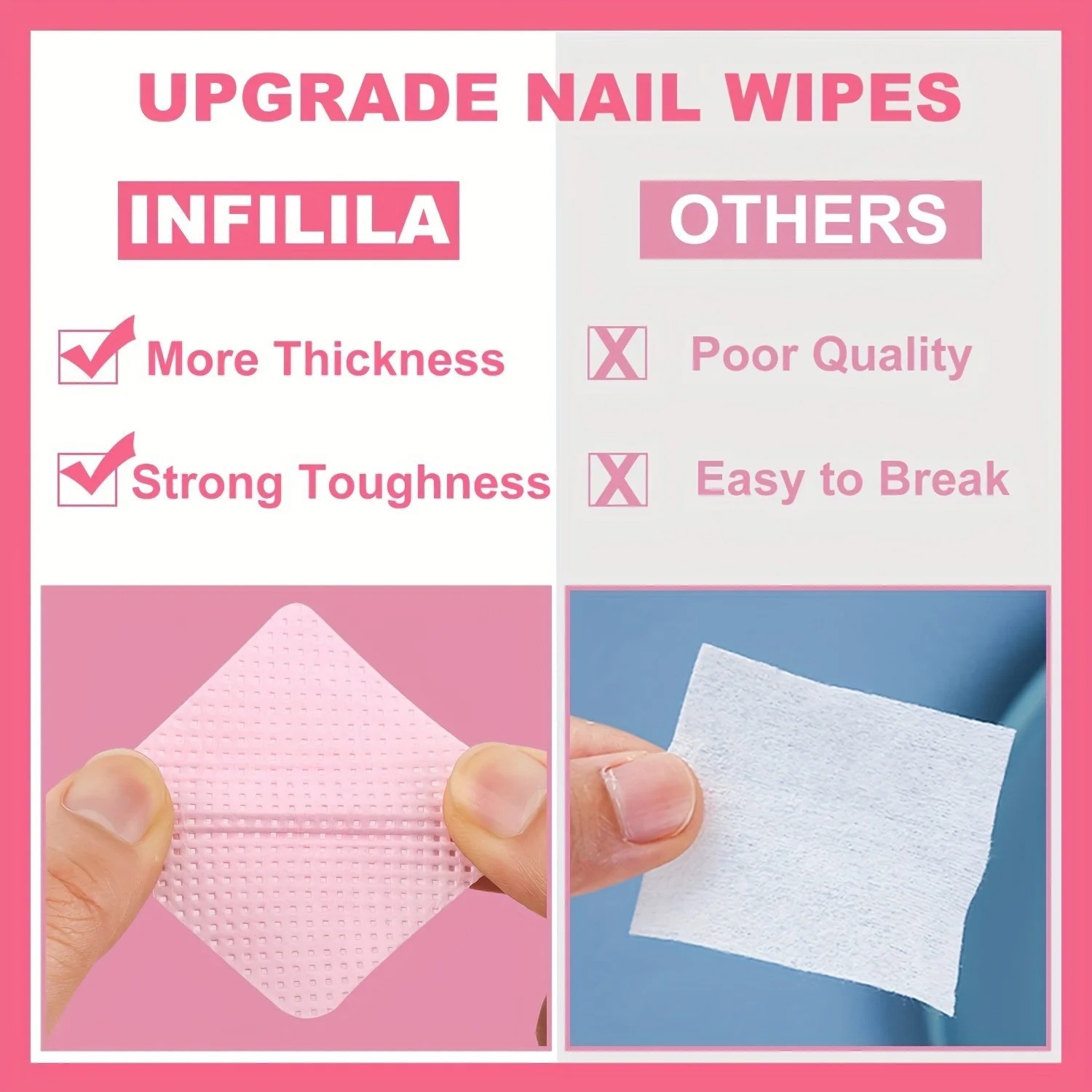600PCS Lint Free Nail Wipes with Pump Bottle Gel Polish Remover Pads Cleaner