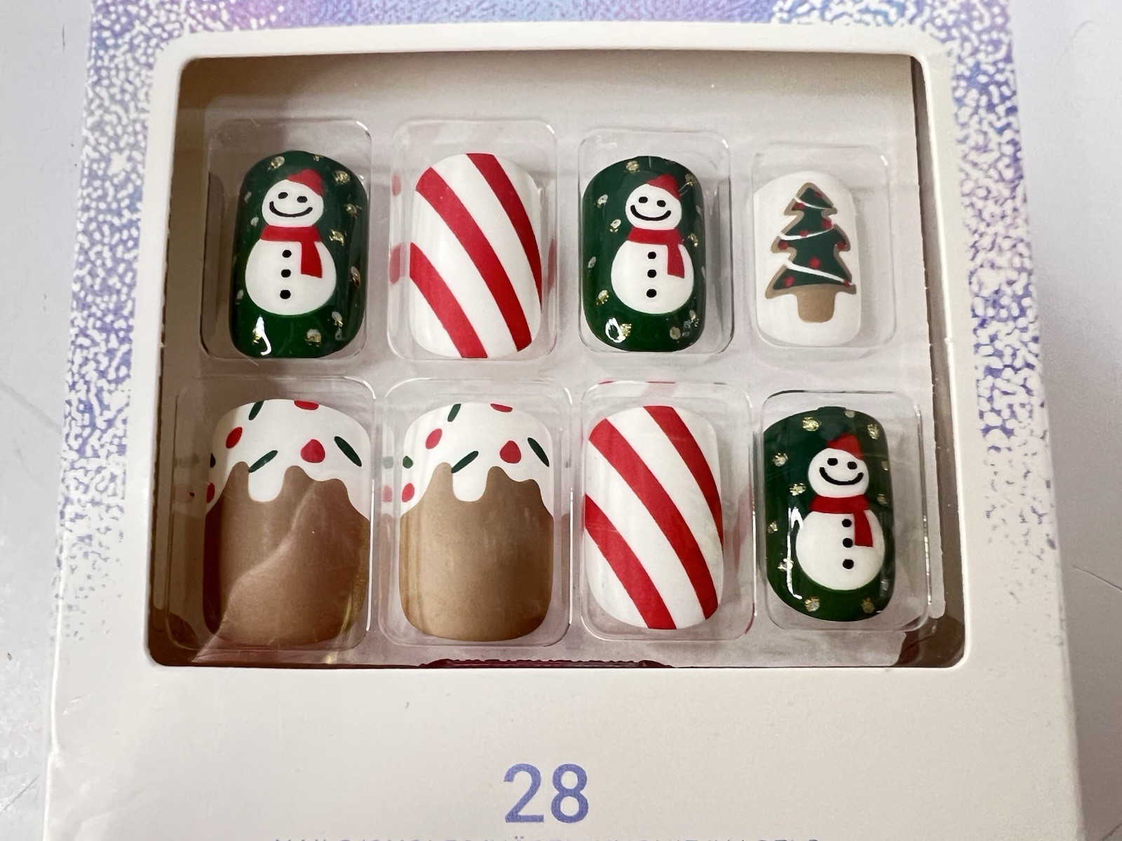 Kiss Voguish 28 Fantasy Gel Nails w/Glue Holiday Christmas 4 Packs Short Length
