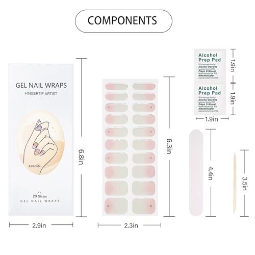 20pcs Nude Semi Cured Gel Nail Strips,Gel Nail Stickers for UV Nail Style-7