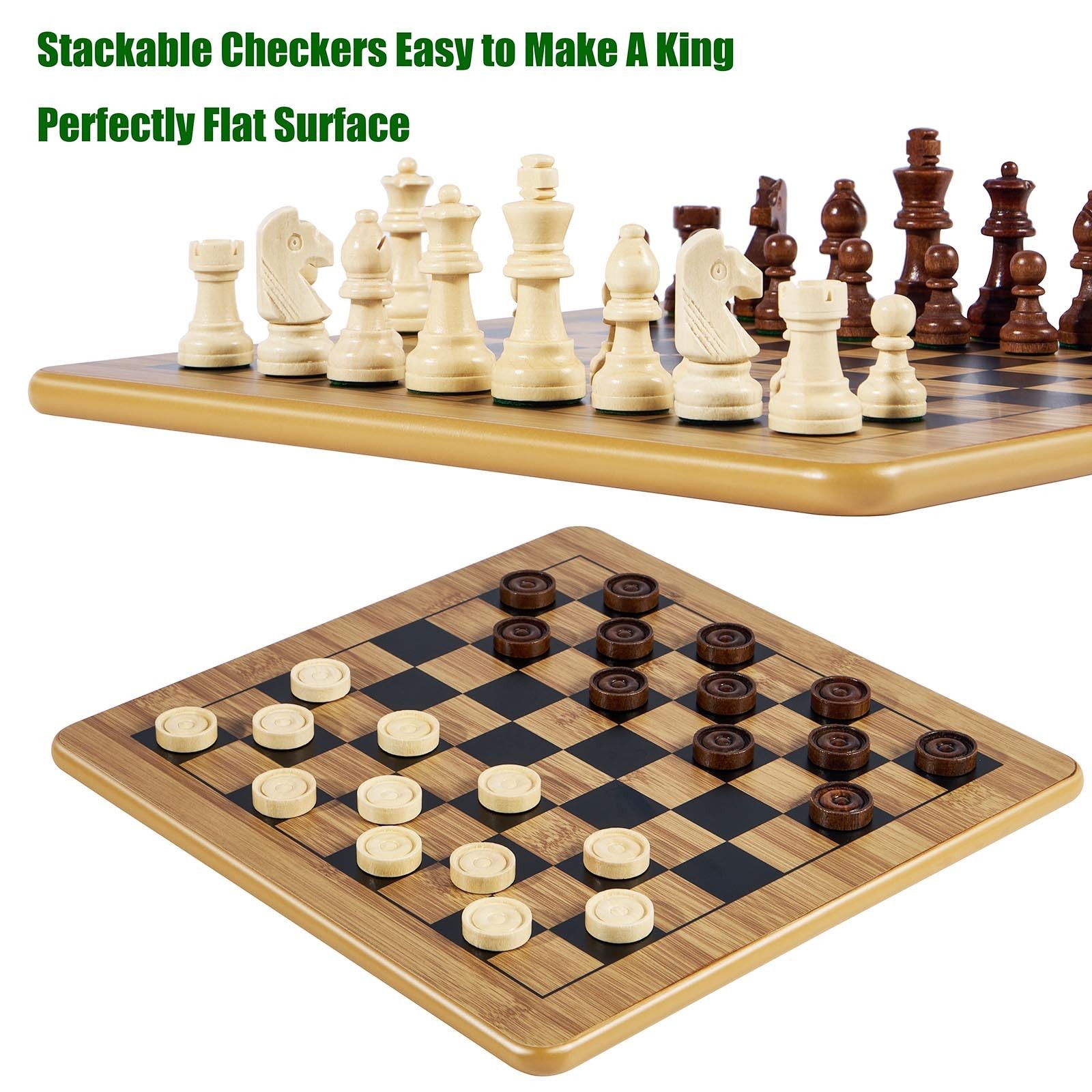 VAMSLOVE Wooden Chess Checkers 11.5 inches x x 0.5