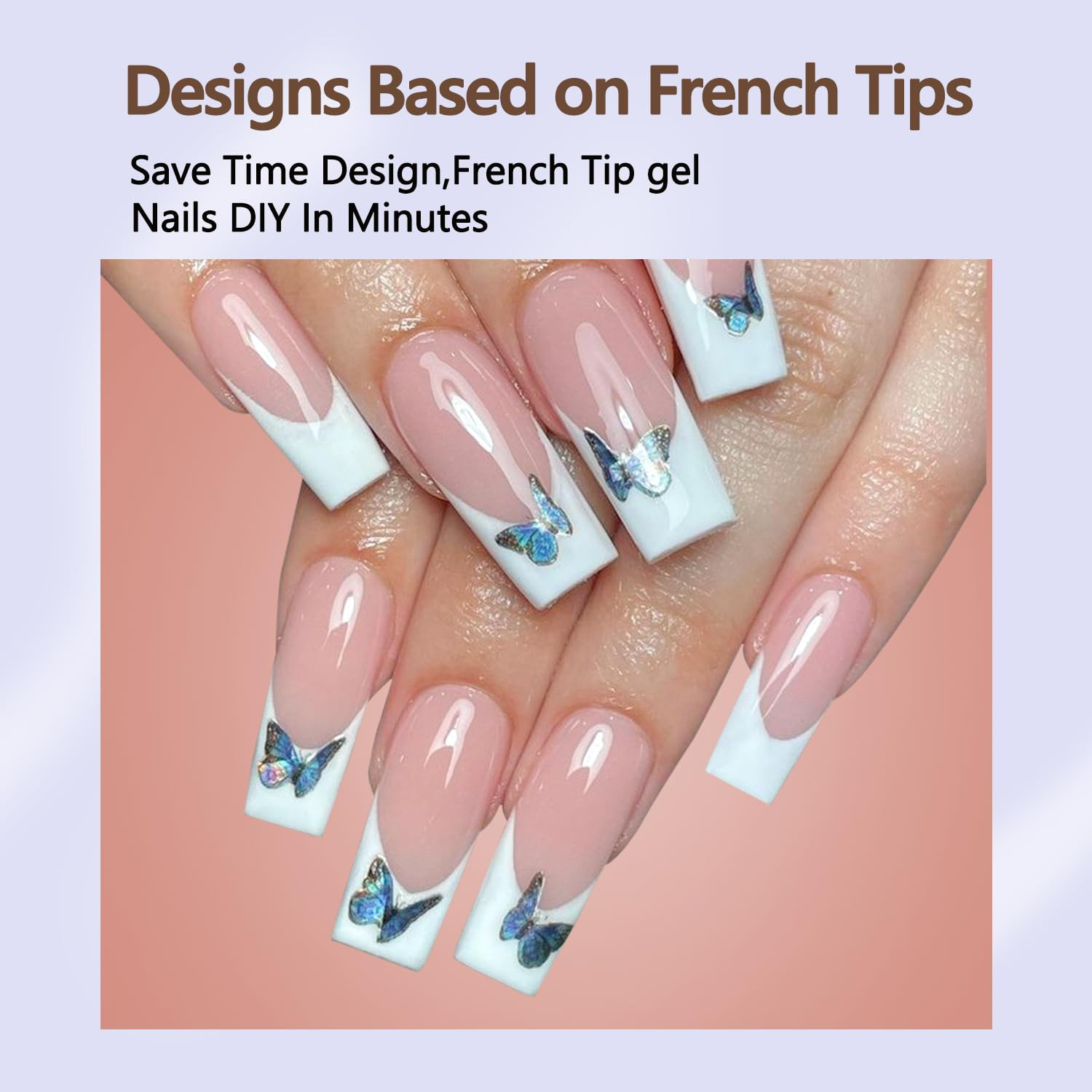 Misssix French Gel Nail Tips, 240Pcs French Tip Press on Nails Long Square Brown