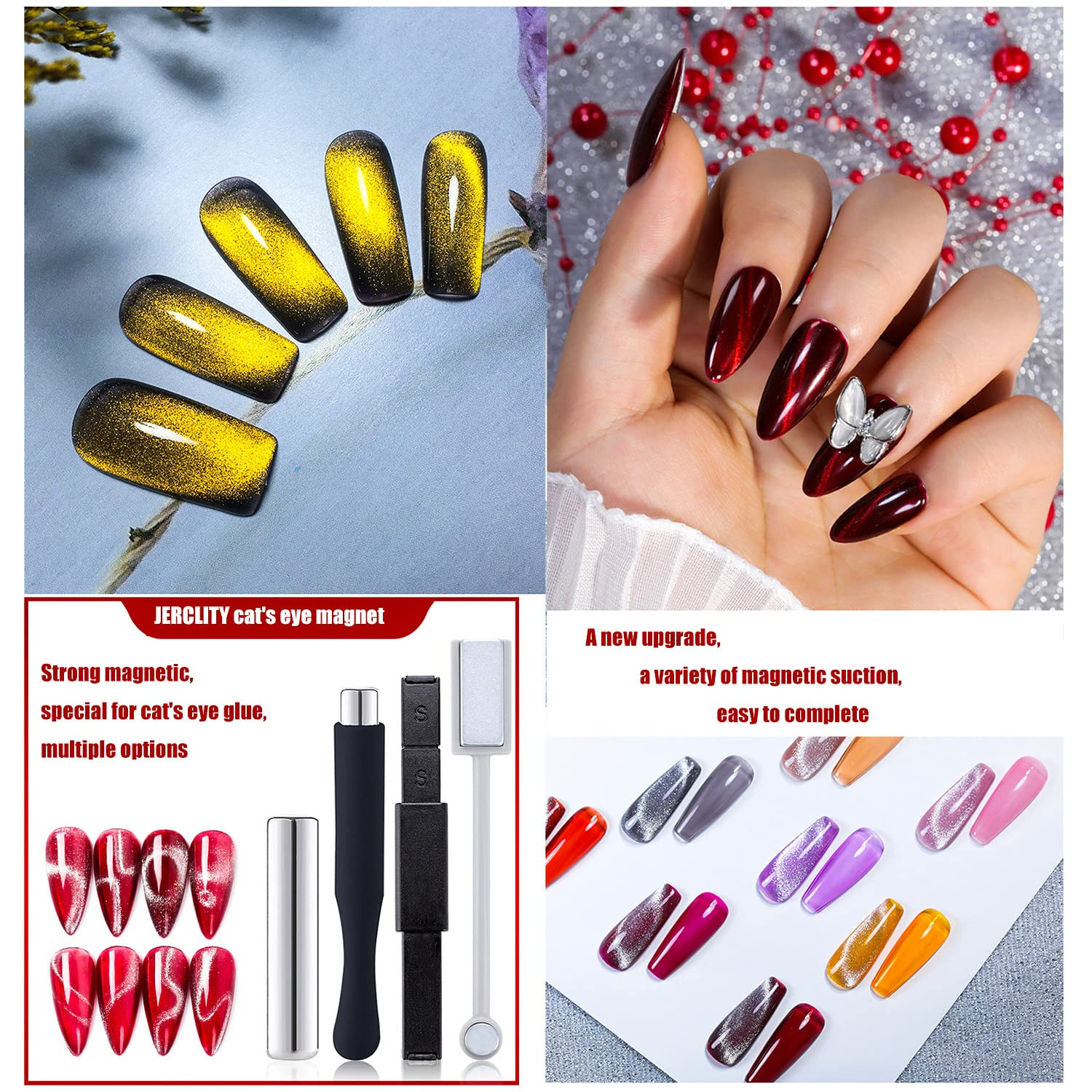 7 Pieces Cat Eye Magnet for Nails Double-Head Nail Magnetic Stick Multi-Function