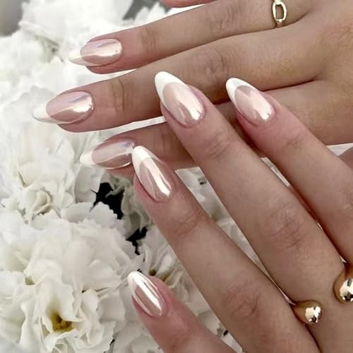 6 Packs (144 Pcs) Almond, Pink Press on Nails – 1 Fl Oz (Pack of 1) Style01