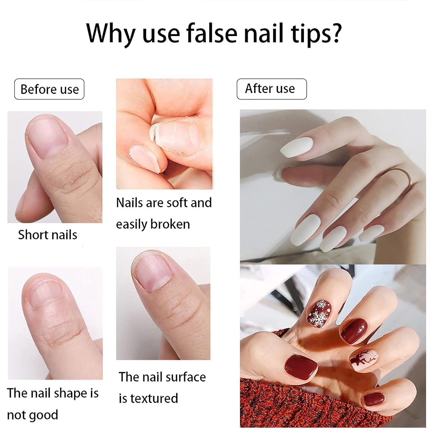 500Pcs Medium Square Nail Tips Full Cover Acrylic False Nails with Case for D…