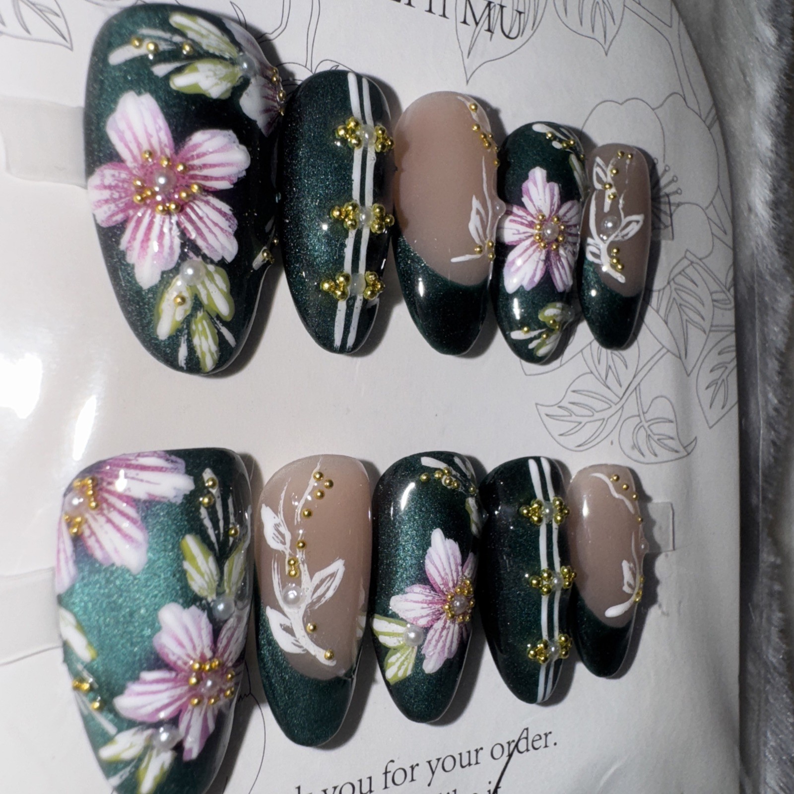 4 Packs Of 10pcs Almond Press On nails | 3D Unique Designs| Size M | Reusable 10