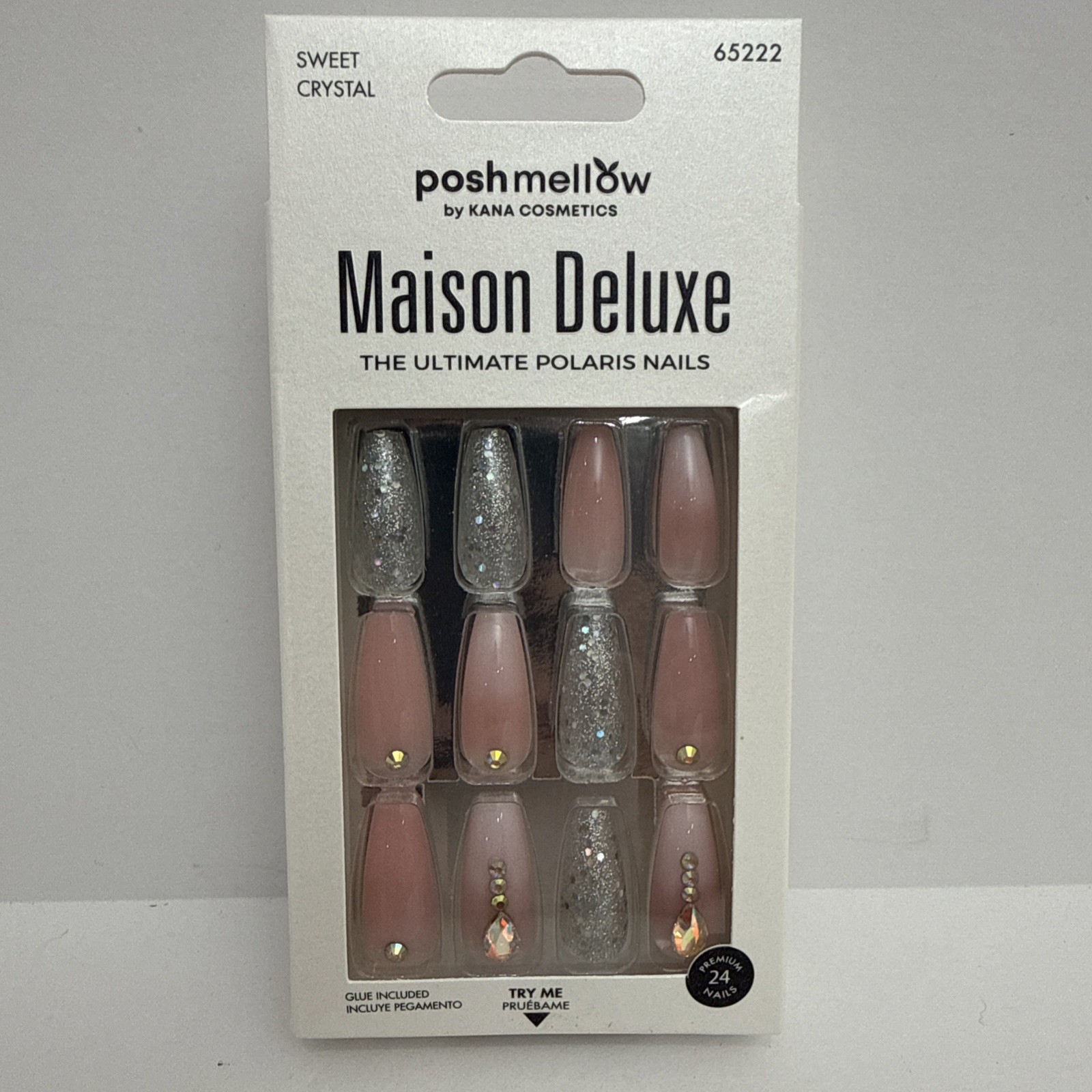 Poshmellow Maison Deluxe 24 Nails Glue Included – Sweet Crystal #65222