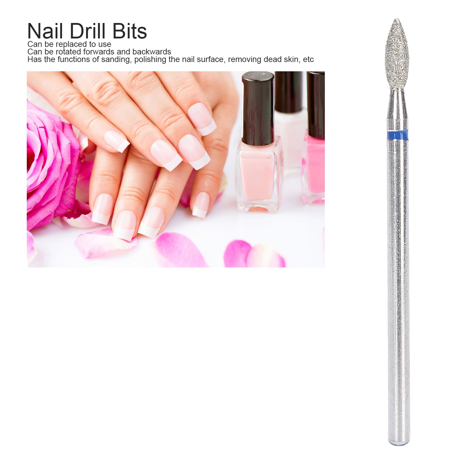 50pcs Nail Drill Bits Polishing Grind Head Manicure Tool (M-2.7mm)
