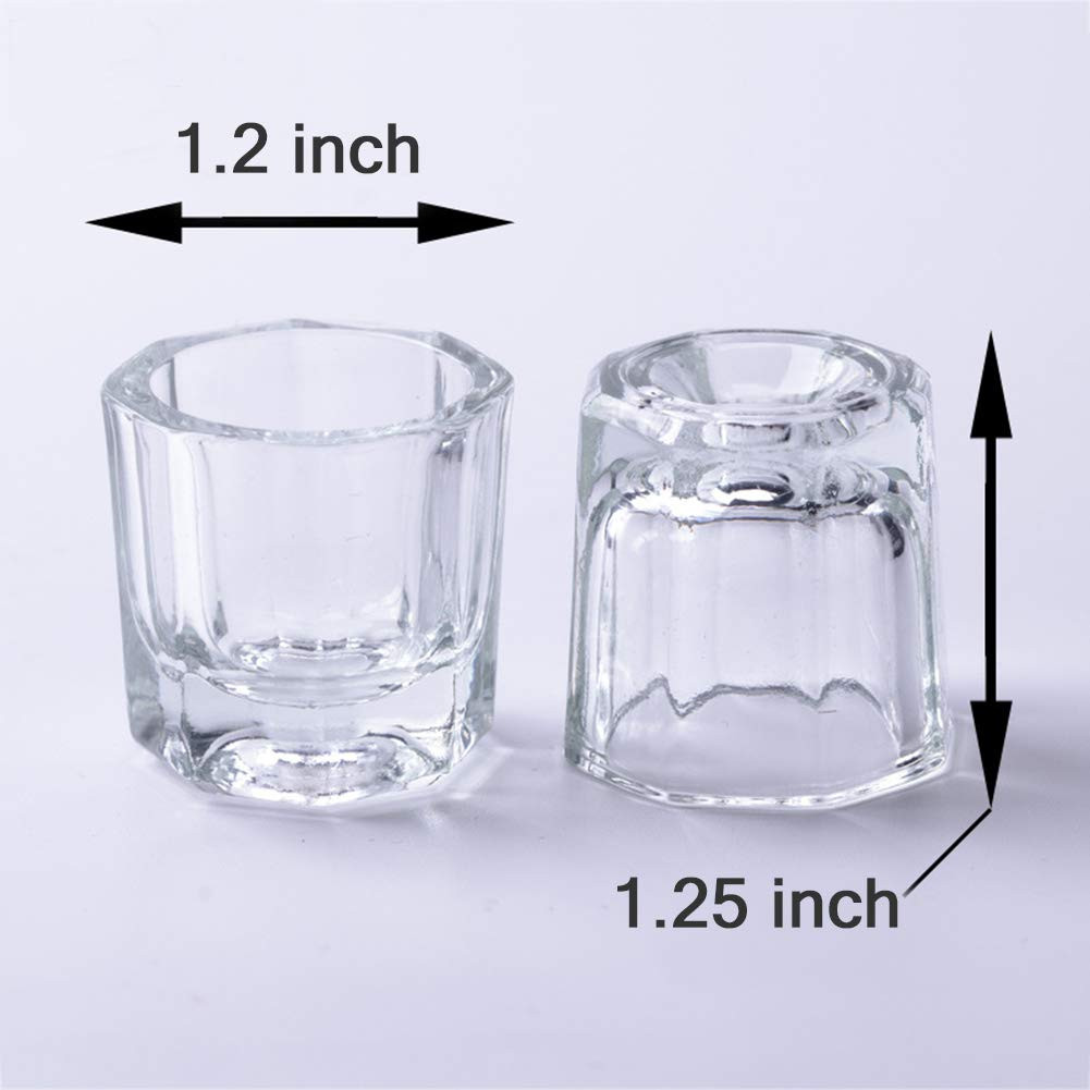 2 Pack Dappen Dish Cups for Nail Art Acrylic Liquid – Clear Glass Nail Monomer L