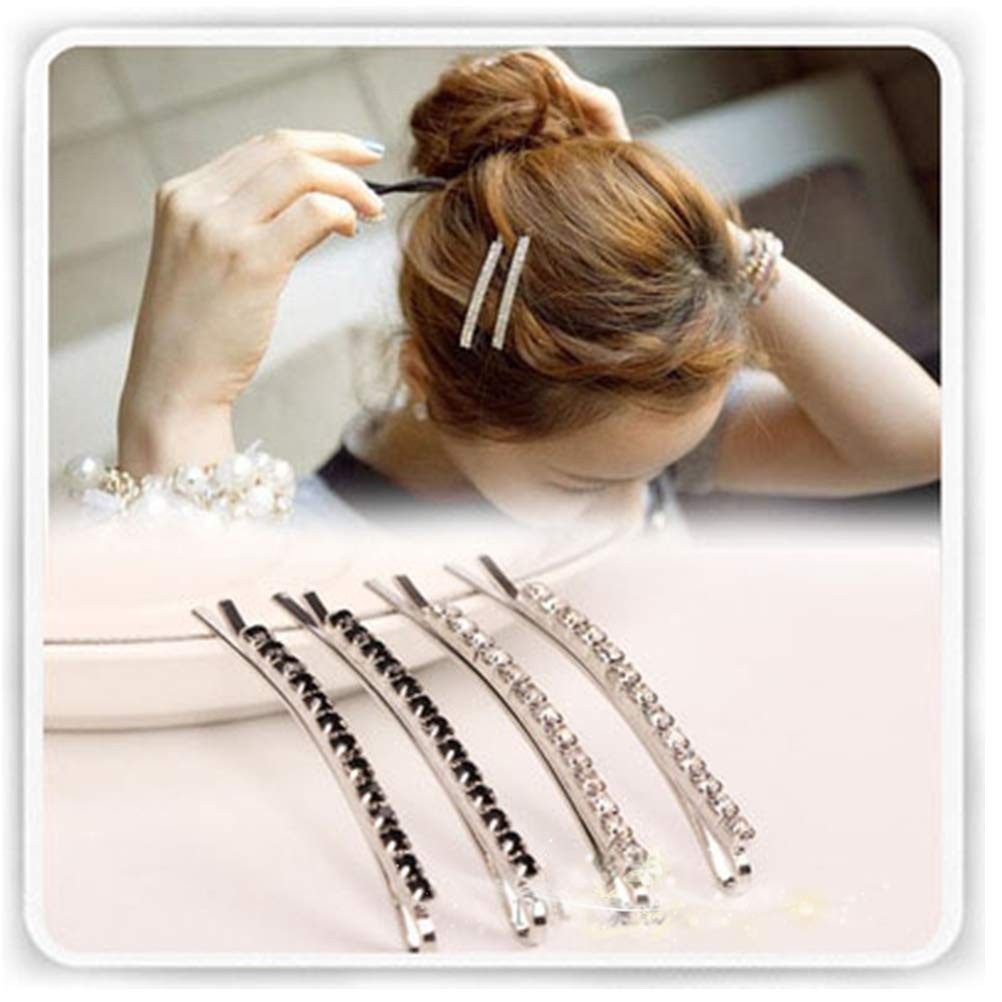 12 Pieces Rhinestone Bobby Pins, Silver Metal 12 Count (Pack of 1),