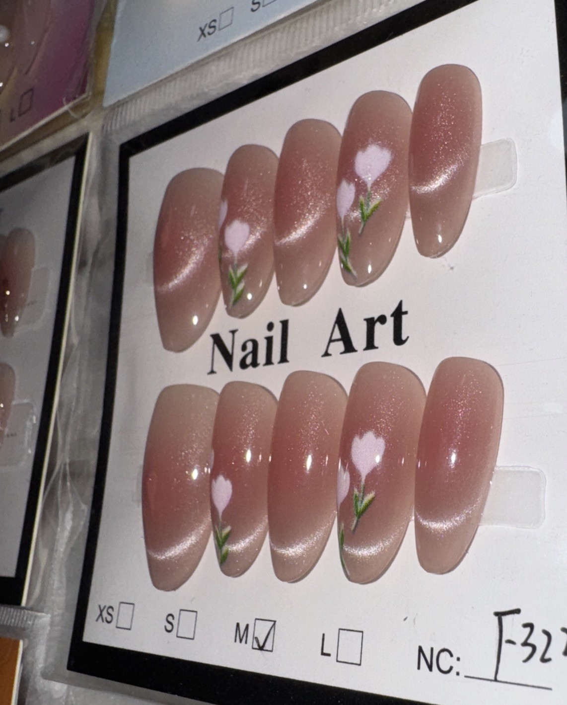 6 Packs Of 10pcs Almond Press On nails | 3D Flower Design | Size M | Reusable (5