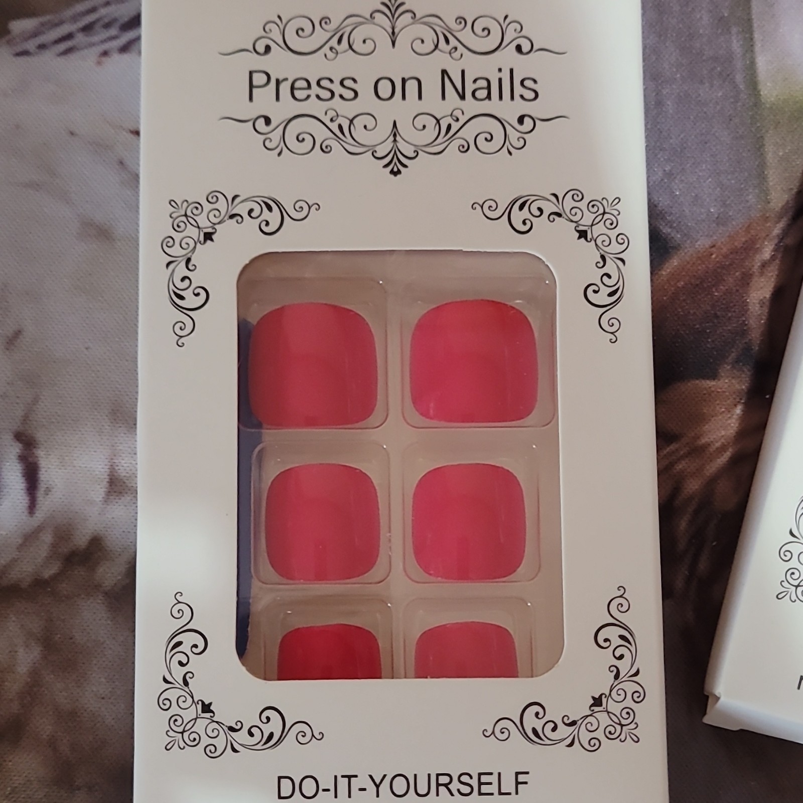 Pre-Designed Full Cover Press-On ToeNails Short Square Shiny Pink