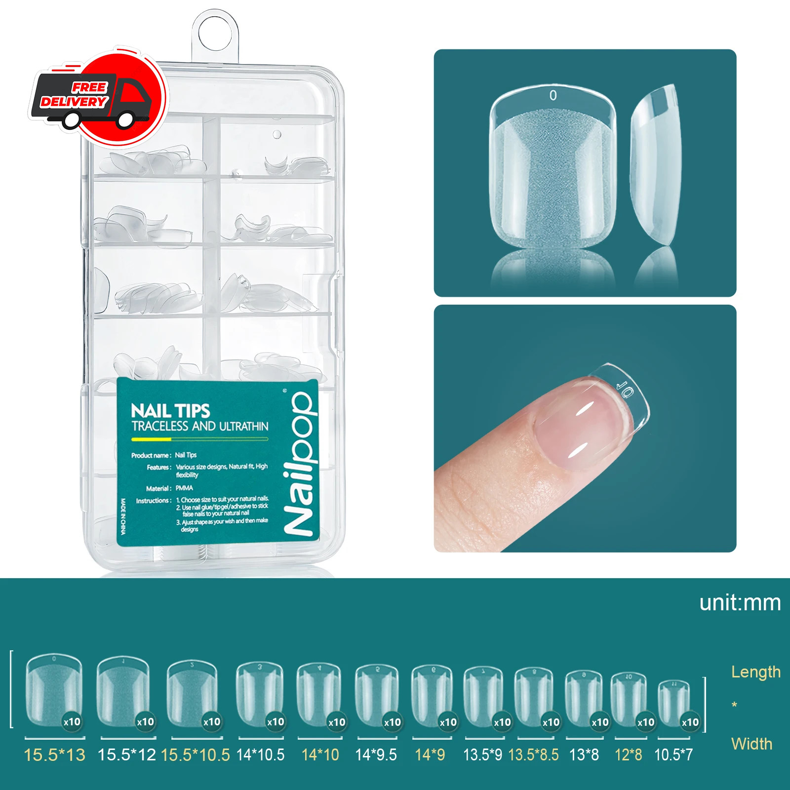 Nailpop 120pcs Gel X Nail Tips Medium Short Almond Square Soft Gel ExtensionsPro