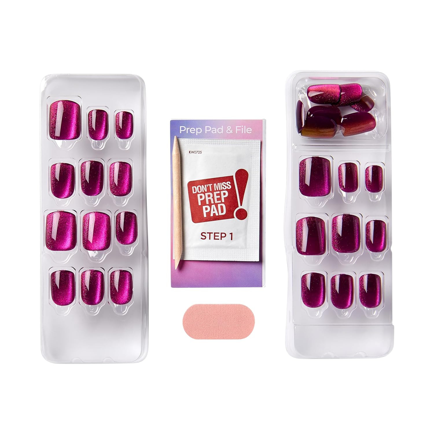 KISS No Glue Mani Press on Nails, Colorfx, ‘Levels’, Pink, Short Size, Squoval