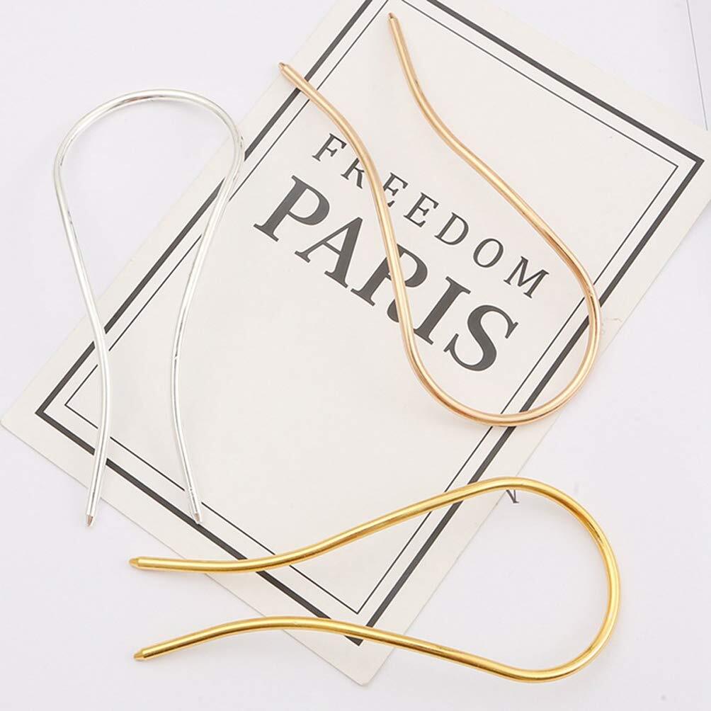 3 Pcs Simple U Shaped Metal Hair Pin Stick DIY Fork Gold,Silver