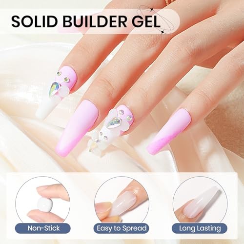 Solid Sculpture Builder Gel, 3D Nail Gel Non-Stick Hand Nail Milky White