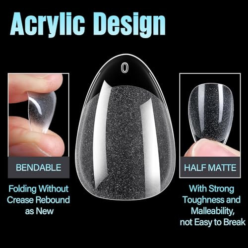 Almond Nail Tips Acrylic False Nails 240Pcs Almond Nails Gel Nail Tips Short