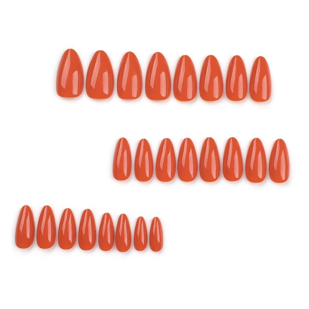 Orange Press on Nails Upgrade Medium Almond Pure Color Acrylic Nails Reusable…