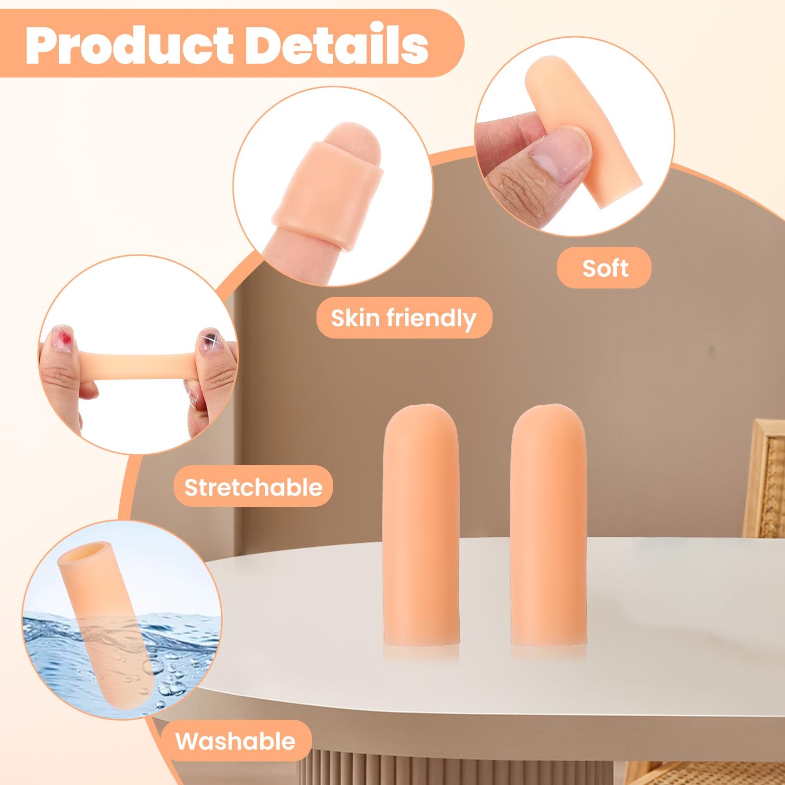 10 Pcs Silicone Finger Protectors, Gel Support Cots Sleeves Finger Covers Thu…