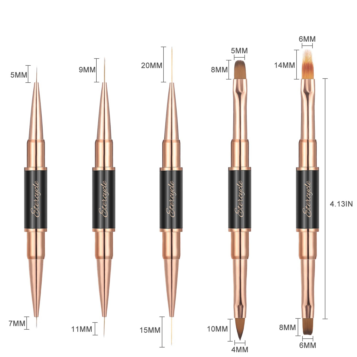 Black Nail Art Brush Set With 10 Heads Dual Use Durable & Easy To Clean