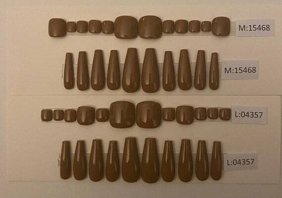 Brown Coffee Toe Nail + Custom Box | Ballerina Nail | Medium Or Large