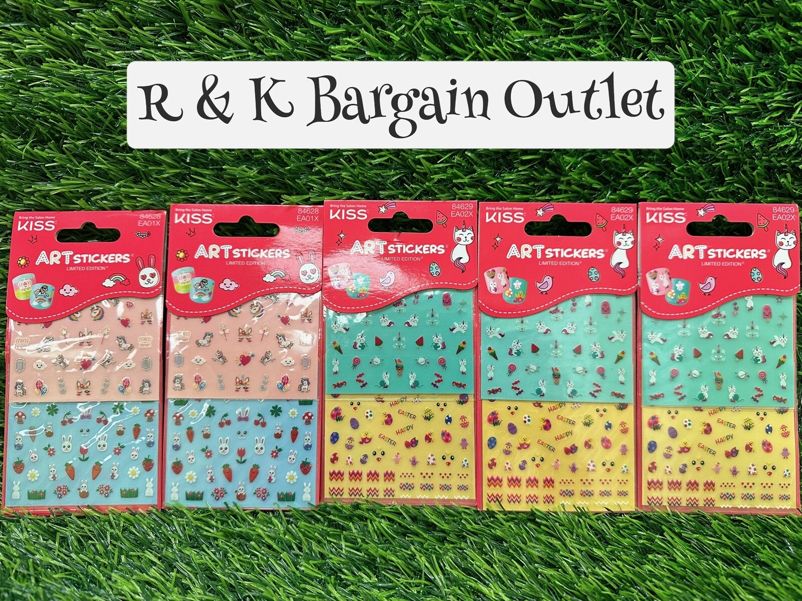 Mixed Kiss Art Nail Stickers 84629 & 84528 Easter Limited Edition W Kitten ~ 5