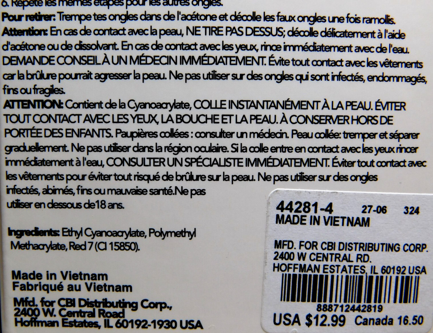 CBI Distributing Corp.~Icing 24 Faux Nails Vegan BH.AN Peachy Pink White Tips