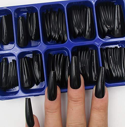 100pc Coffin False Nails Press ons Artificial Fingernails Acrylic Tips Black