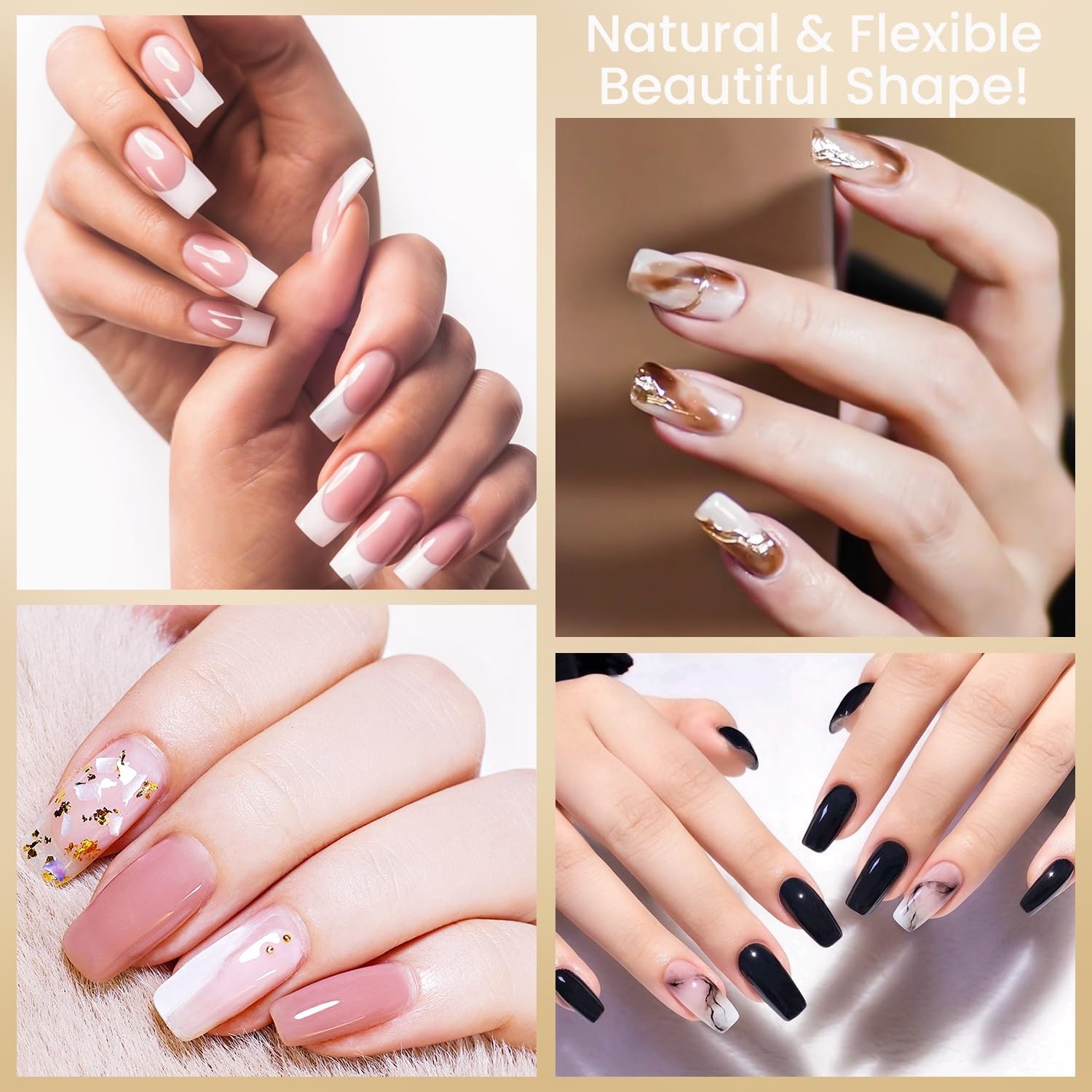 Square Nail Tips 600PCS: Artificial Full Cover Nail Tips, Soft Clear Acrylic Med