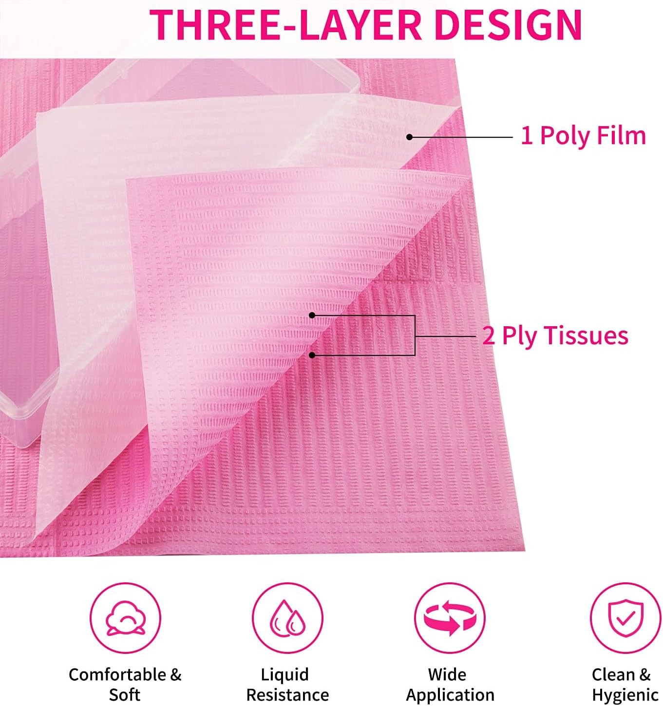 Nail Art Table Mat – Disposable Nail Paper Towels (50PCS) – Pink Waterproof 3-Pl