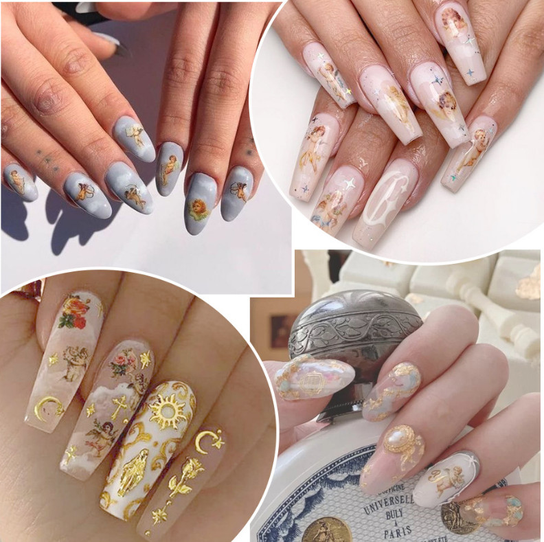 8 Sheets Nail Art Stickers Water Transfer Decals Mary Angel Christian Jesus NS19