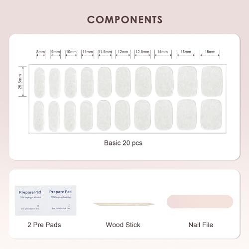 Semi Cured Gel Nail Strips Hema-Free Chrome Glitter Milky White | Real Gel